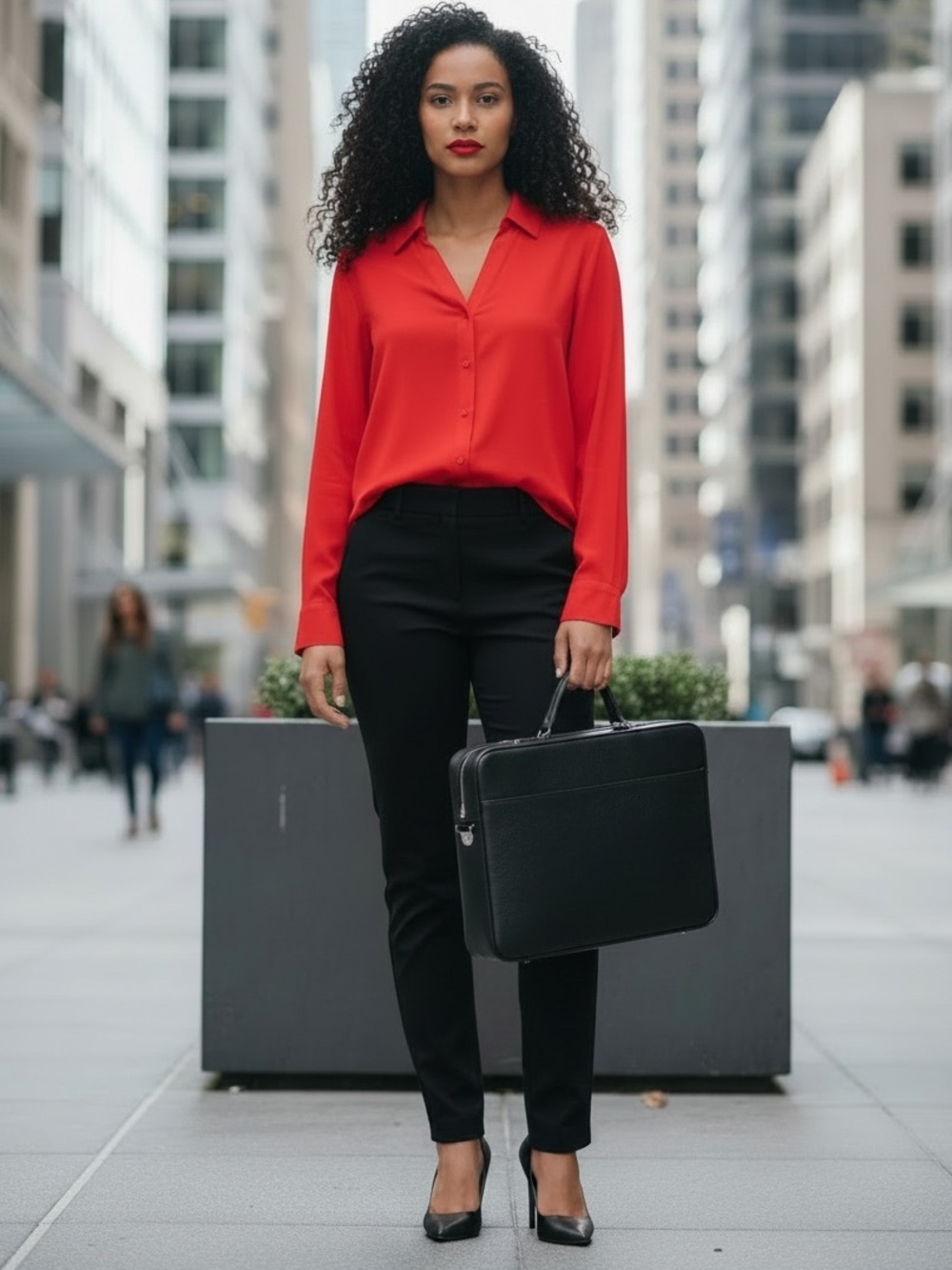Express Red Long-Sleeve Button-Down Shirt